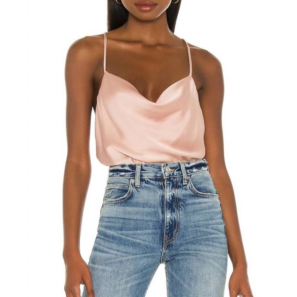 SHOW ME YOUR MUMU diane bodysuit in rose gold luxe satin